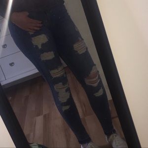 Hollister medium wash ripped skinny jeans